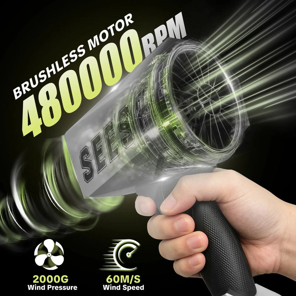 【Fathersdaygift】Seese 2000G Cyber Cordless Leaf Blower Violent Turbofan,120 Mph+,Brushlesspure Copper Motor Jet Fan with Battery,Cordlessturbo Super Power Air Duster, Car Drying after Wash, Snowremoval Fathersdaygift