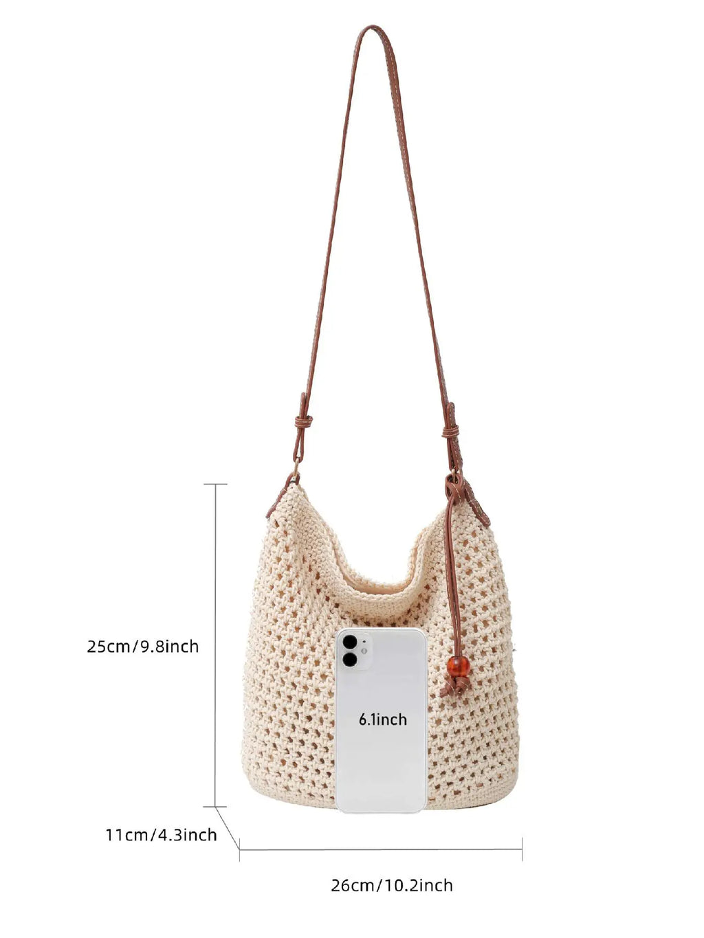 Women'S Fashionable Crochet Bag, Casual Versatile Shoulder Bag for Daily Used, Trendy High-Quality Daily Commuting Bag, Girl Fashionable Shopping Bag, Elegant Commuter Bag