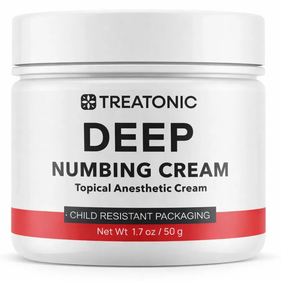 Treatonic Maximum Strength Numbing Cream: Numbing Cream for Discomfort, Burn, Itch & Pain Relief - Fast-Acting, Soothing Topical Anesthetic with Menthol & Emu Oil for Hemorrhoid Treatment – 1.7Oz