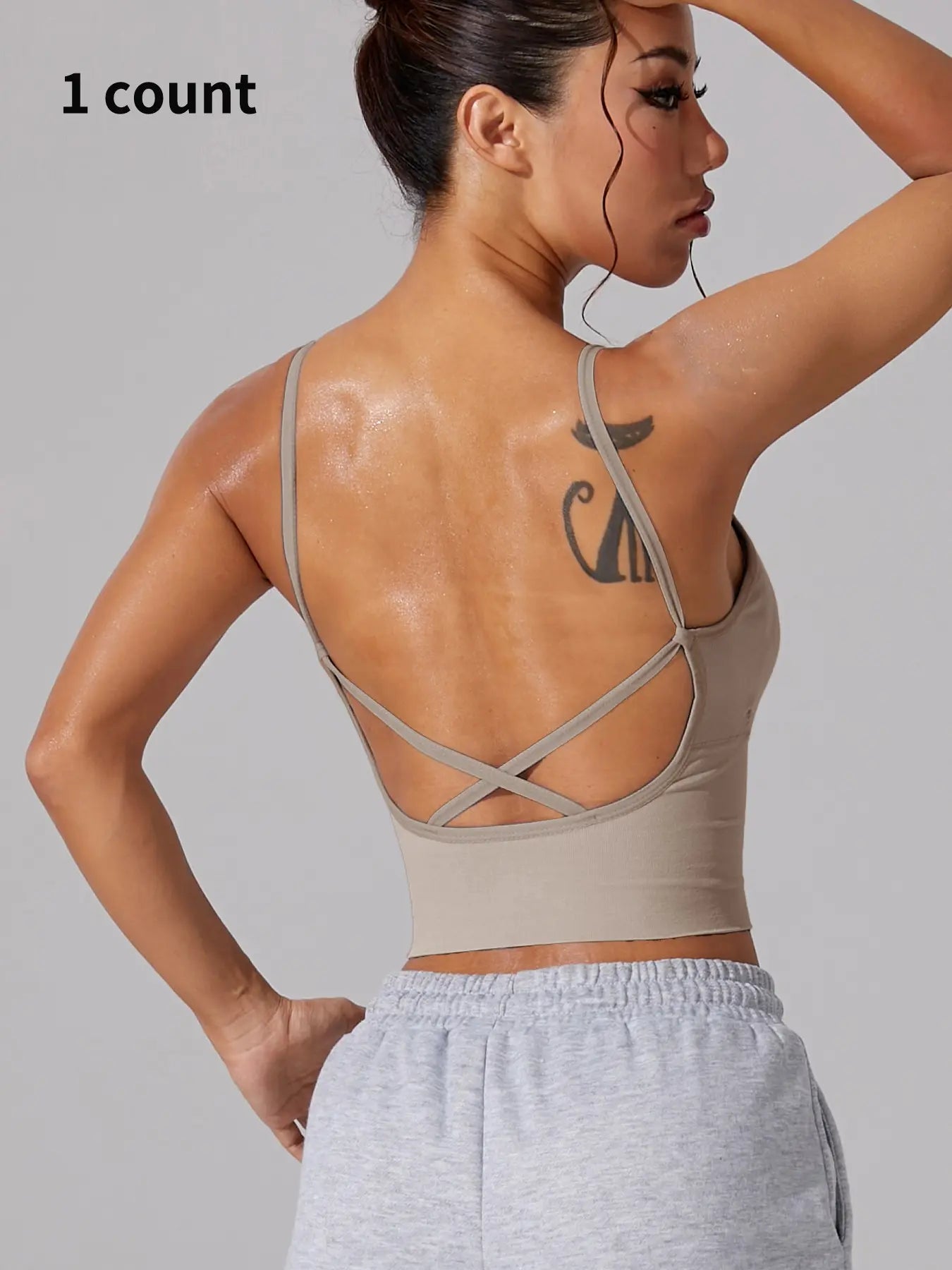 Women'S Plain Criss Cross Backless Sports Bra, Casual Breathable Sports Top for Yoga Gym Workout, Women'S Sport & Outdoor Clothing for All Seasons