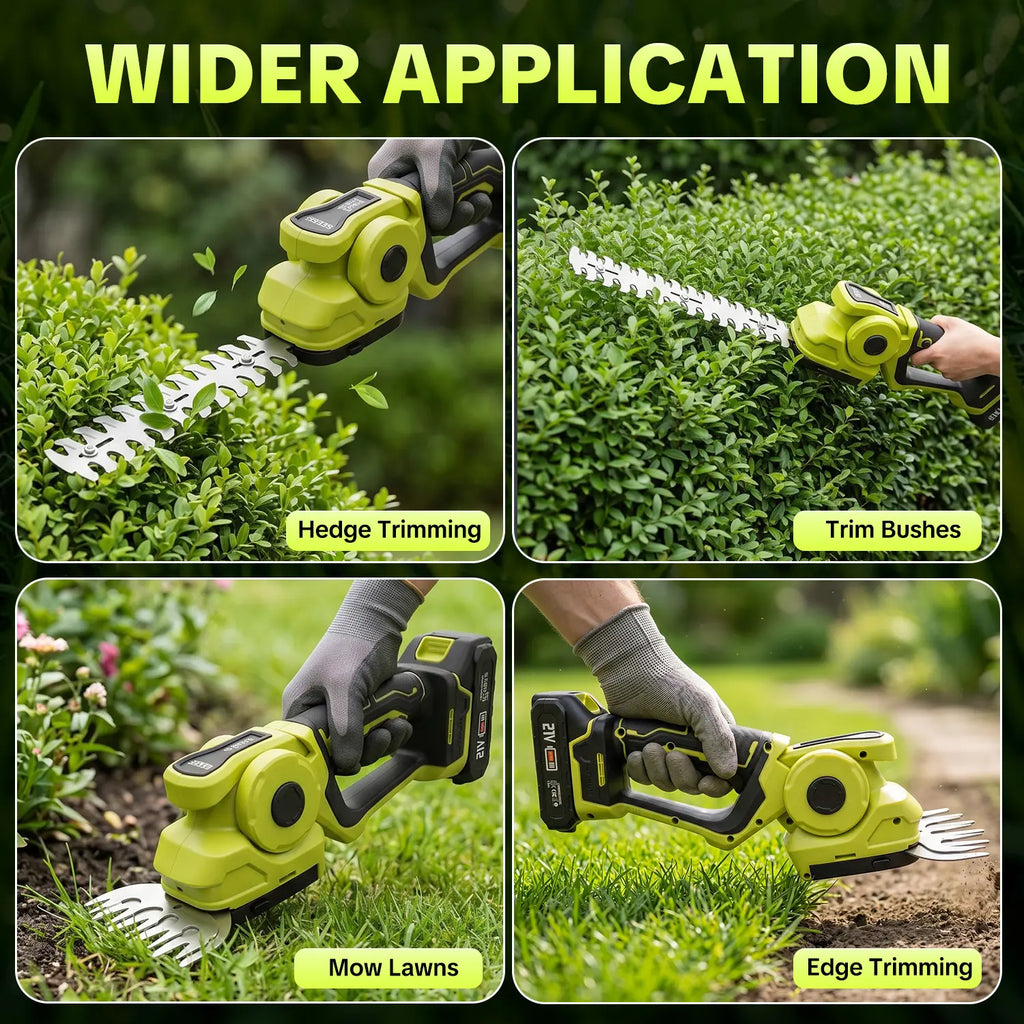 【Fathersdaygift】Seese Cordless 2-In-1 Grass Shear & Shrub Trimmer, Handheld Electric Hedge Trimmer, 2*21V Batteries,Lightweight for Lawn Hedge Garden Yard Maintenance Fathersdaygift