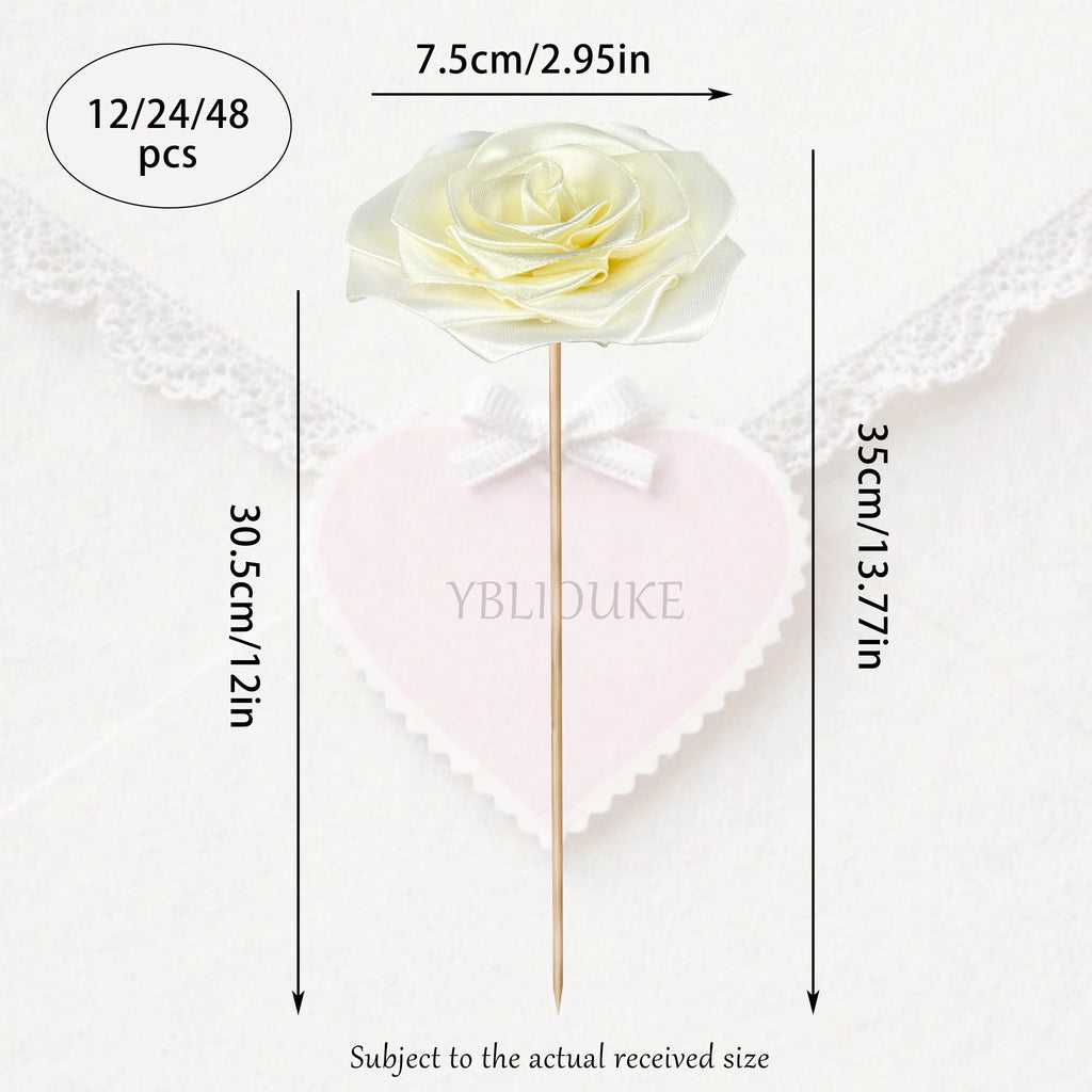 12/24/48Pcs Finished Satin Ribbon Roses for DIY Eternal Roses, Rose Bouquet for DIY Decor，Ramos Eternal Flower Bouquet, Long-Lasting Flowers, Suitable for Weddings, Anniversarie