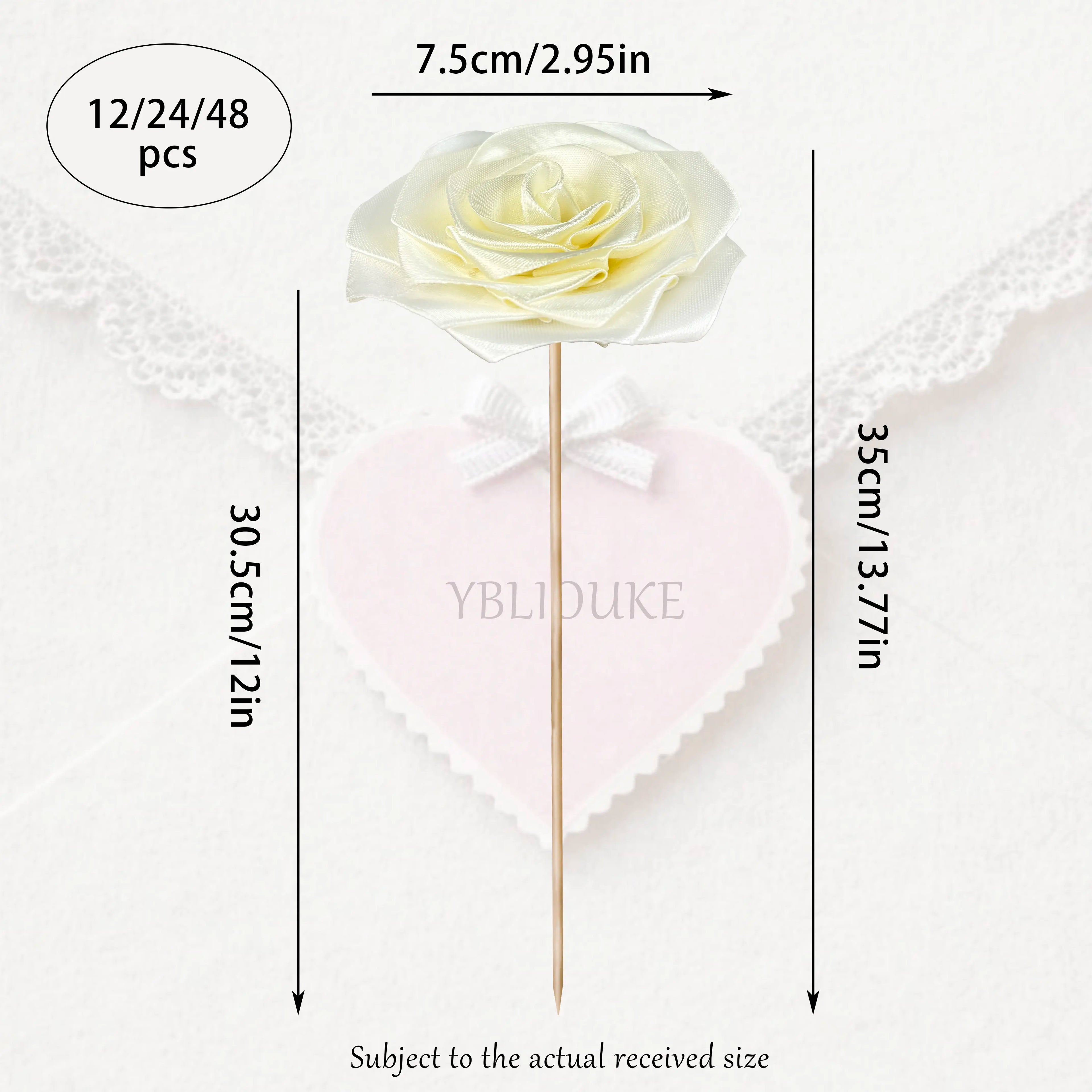 12/24/48Pcs Finished Satin Ribbon Roses for DIY Eternal Roses, Rose Bouquet for DIY Decor，Ramos Eternal Flower Bouquet, Long-Lasting Flowers, Suitable for Weddings, Anniversarie