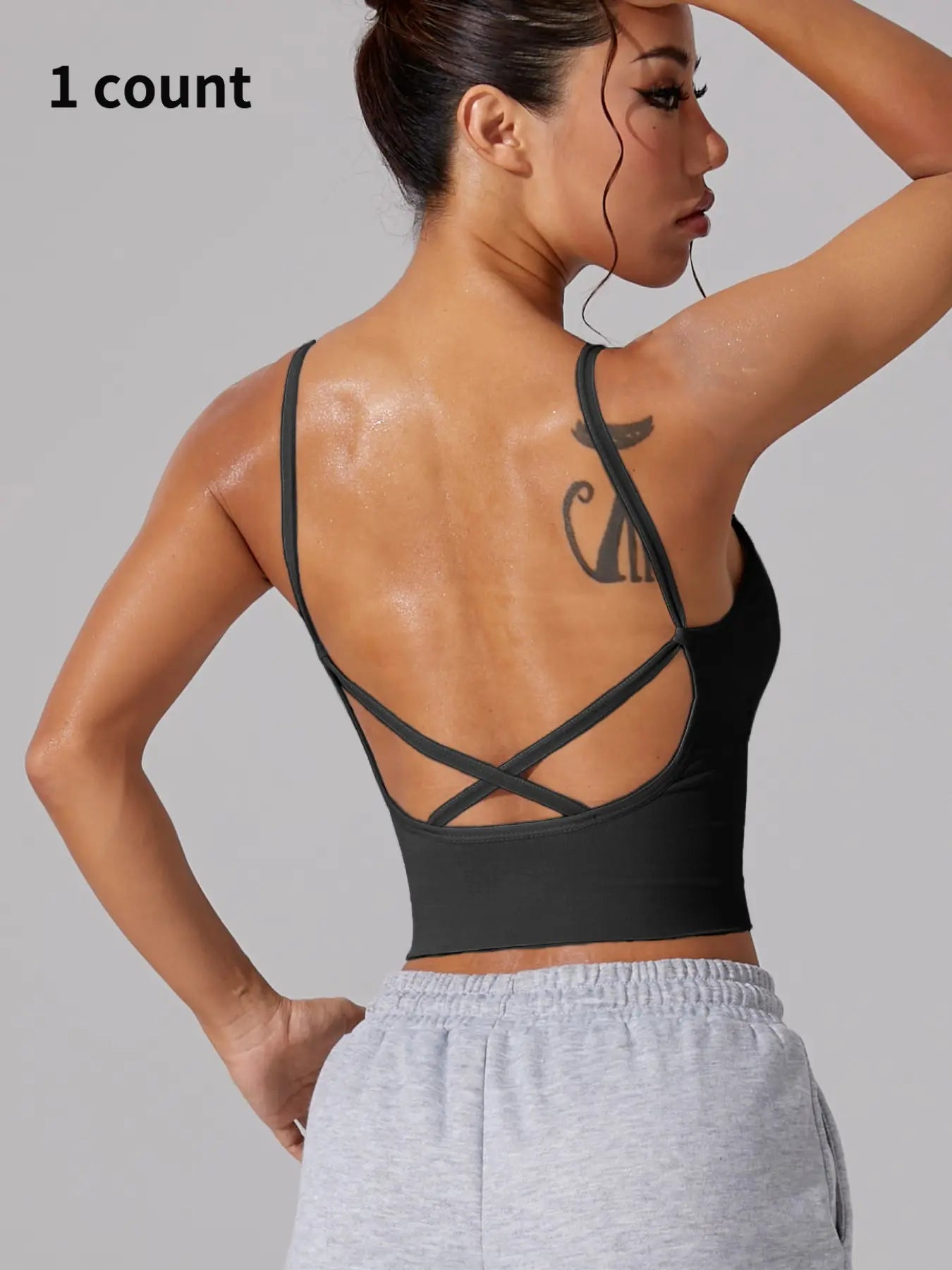 Women'S Plain Criss Cross Backless Sports Bra, Casual Breathable Sports Top for Yoga Gym Workout, Women'S Sport & Outdoor Clothing for All Seasons