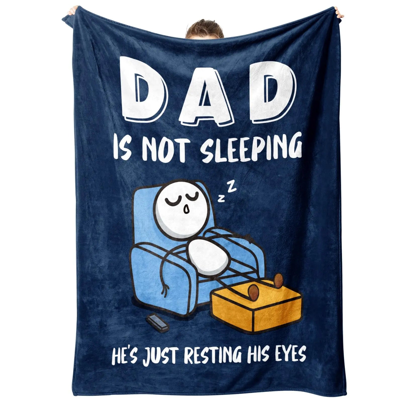 【Father'S Day】Funny Birthday Gift for Dad Husband, Dad Is Not Sleeping Flannel Blanket, Fathers Day Dads Gifts from Daughter Son, Super Soft Throws Blanket for Couch and Napping