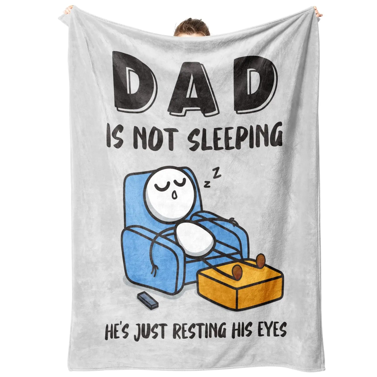 【Father'S Day】Funny Birthday Gift for Dad Husband, Dad Is Not Sleeping Flannel Blanket, Fathers Day Dads Gifts from Daughter Son, Super Soft Throws Blanket for Couch and Napping