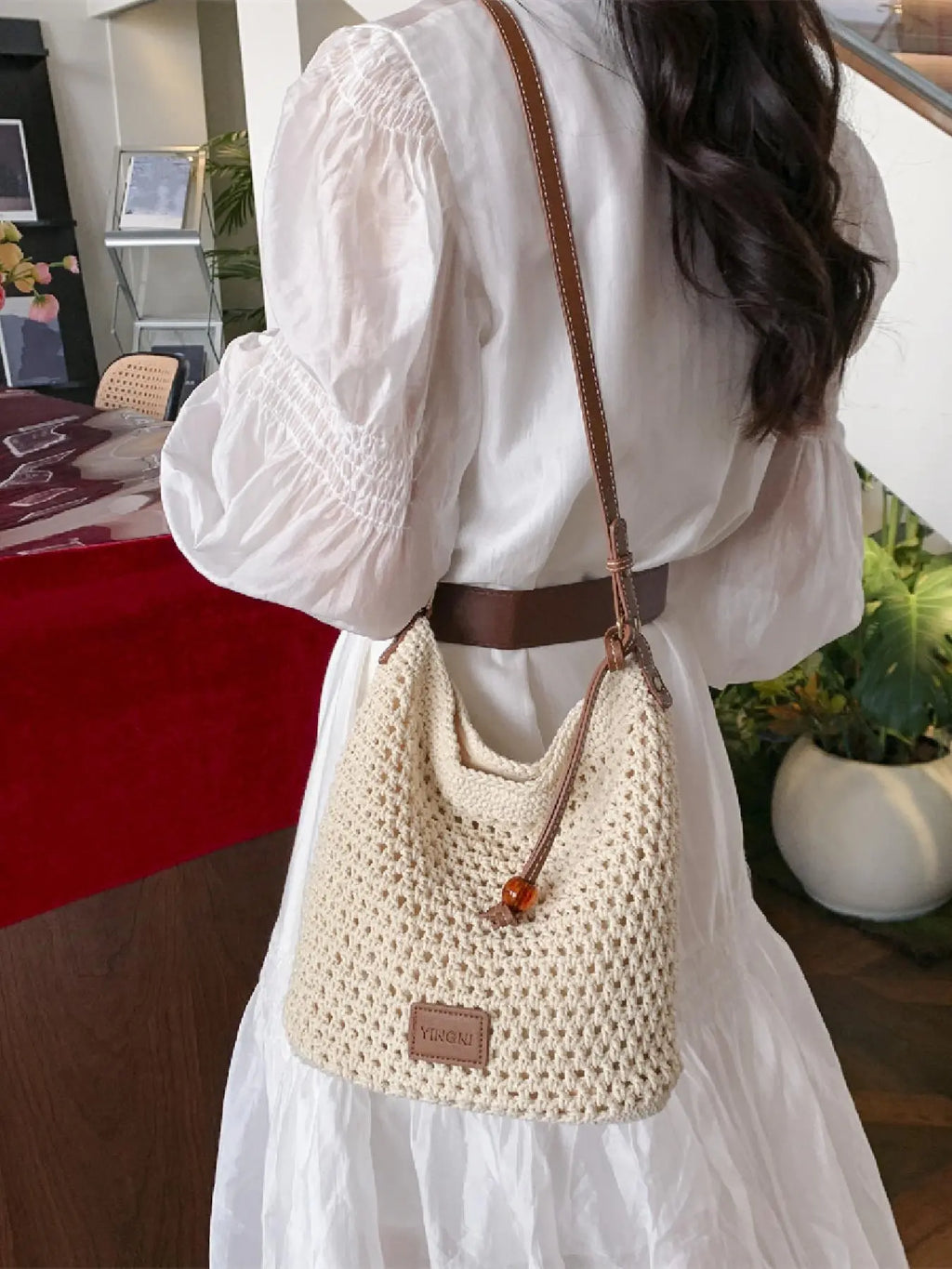 Women'S Fashionable Crochet Bag, Casual Versatile Shoulder Bag for Daily Used, Trendy High-Quality Daily Commuting Bag, Girl Fashionable Shopping Bag, Elegant Commuter Bag
