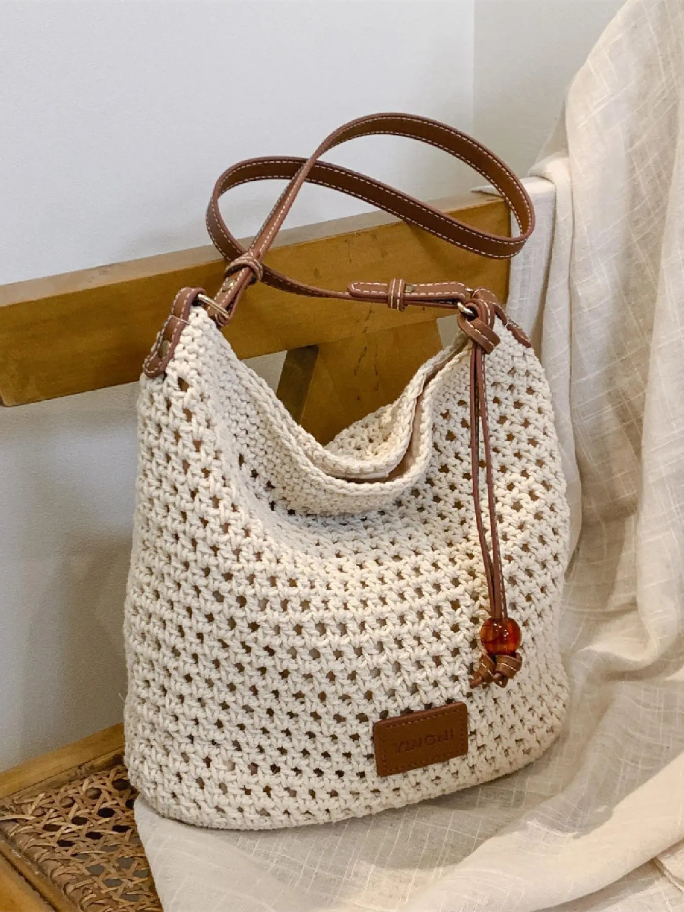 Women'S Fashionable Crochet Bag, Casual Versatile Shoulder Bag for Daily Used, Trendy High-Quality Daily Commuting Bag, Girl Fashionable Shopping Bag, Elegant Commuter Bag