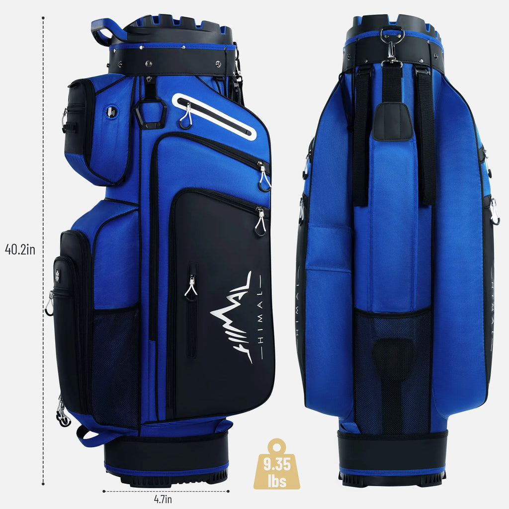 Unihimal Hive Vault Golf Cart Bag 14-Way, Premium Full Length Golf Bag for Men with Magnetic Leather Pocket, Handles and Rain Cover