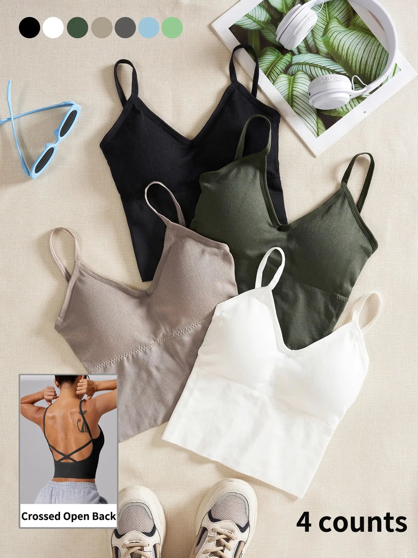 Women'S Plain Criss Cross Backless Sports Bra, Casual Breathable Sports Top for Yoga Gym Workout, Women'S Sport & Outdoor Clothing for All Seasons