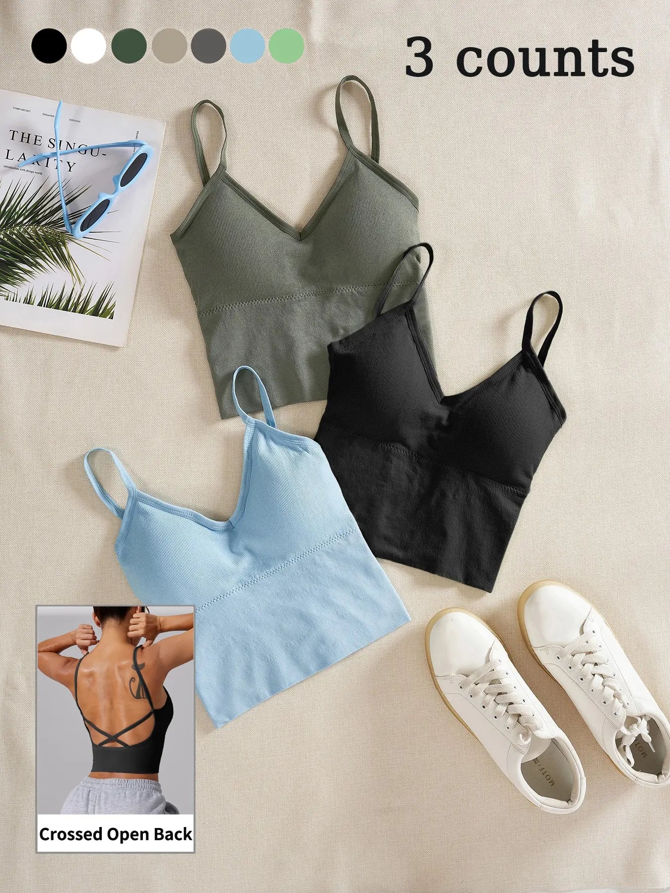 Women'S Plain Criss Cross Backless Sports Bra, Casual Breathable Sports Top for Yoga Gym Workout, Women'S Sport & Outdoor Clothing for All Seasons