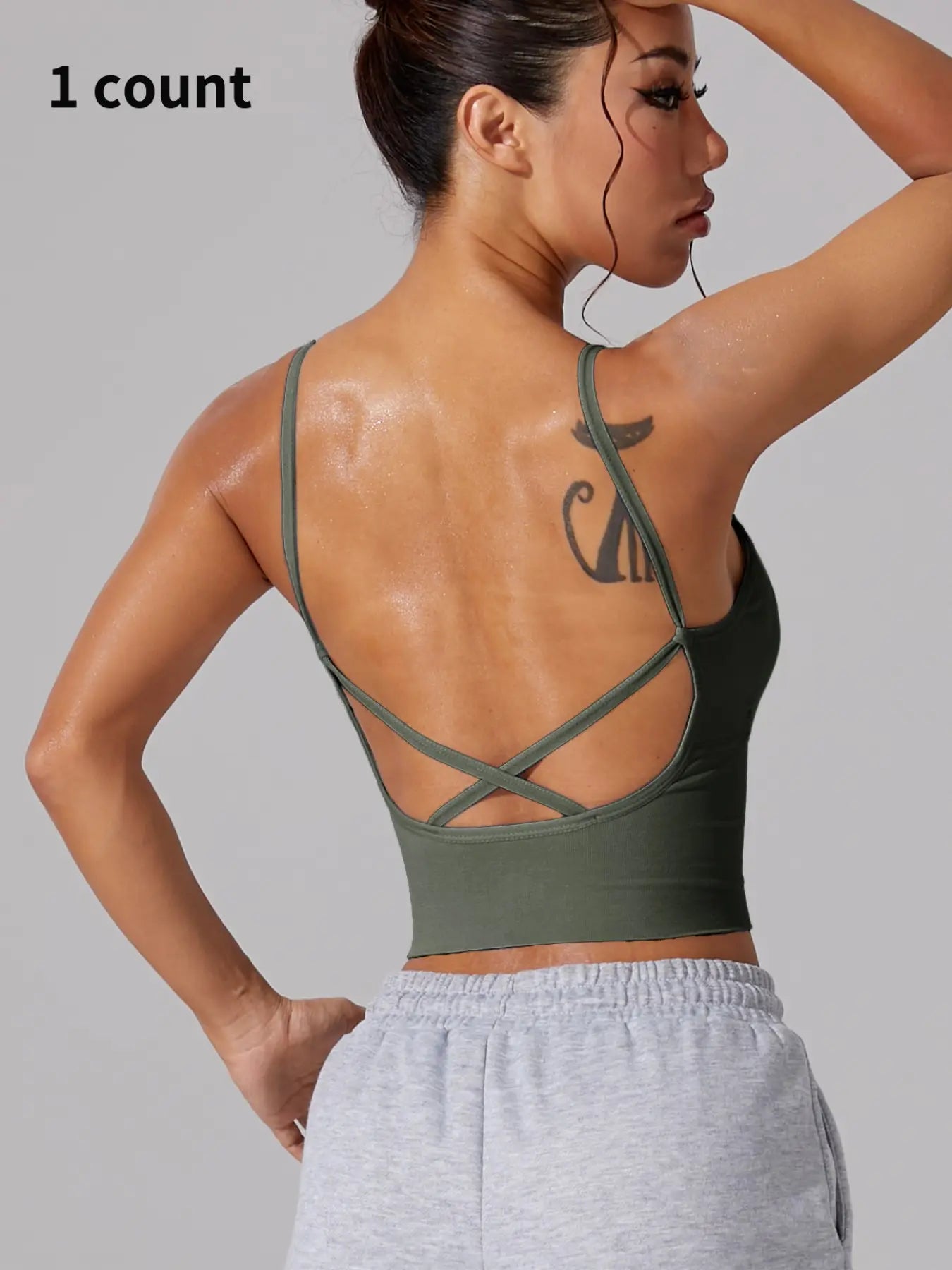 Women'S Plain Criss Cross Backless Sports Bra, Casual Breathable Sports Top for Yoga Gym Workout, Women'S Sport & Outdoor Clothing for All Seasons