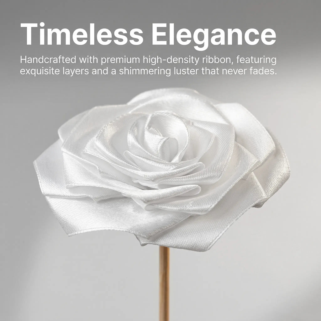 12/24/48Pcs Finished Satin Ribbon Roses for DIY Eternal Roses, Rose Bouquet for DIY Decor，Ramos Eternal Flower Bouquet, Long-Lasting Flowers, Suitable for Weddings, Anniversarie