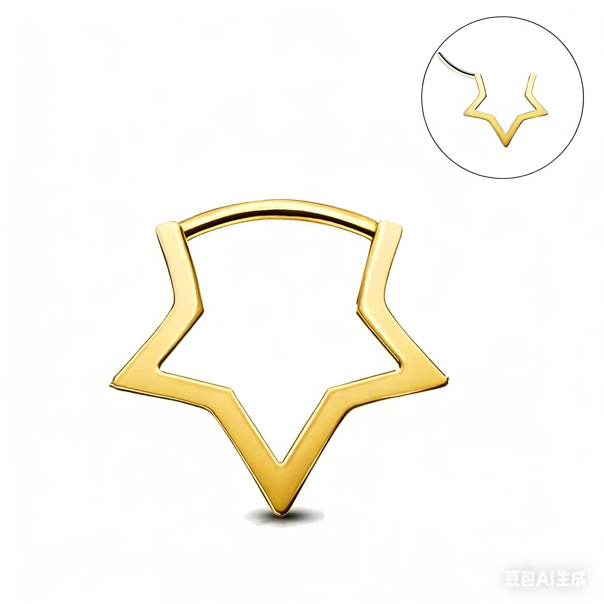 OUFER Titanium 20G Star Notril Piercing Nose Ring Lobe Earring Jewelry, 7Mm-8Mm Inner Diameter Star Hoop Earring, Lightweight Piercer-Recommended Daily Wear Accessory