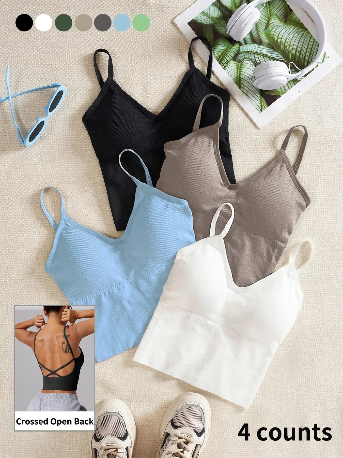 Women'S Plain Criss Cross Backless Sports Bra, Casual Breathable Sports Top for Yoga Gym Workout, Women'S Sport & Outdoor Clothing for All Seasons