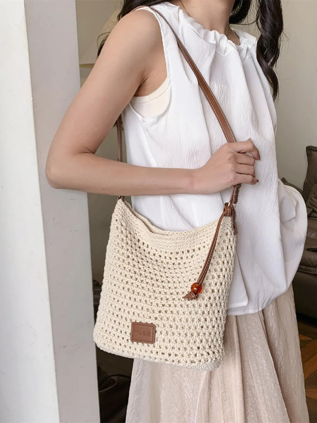 Women'S Fashionable Crochet Bag, Casual Versatile Shoulder Bag for Daily Used, Trendy High-Quality Daily Commuting Bag, Girl Fashionable Shopping Bag, Elegant Commuter Bag