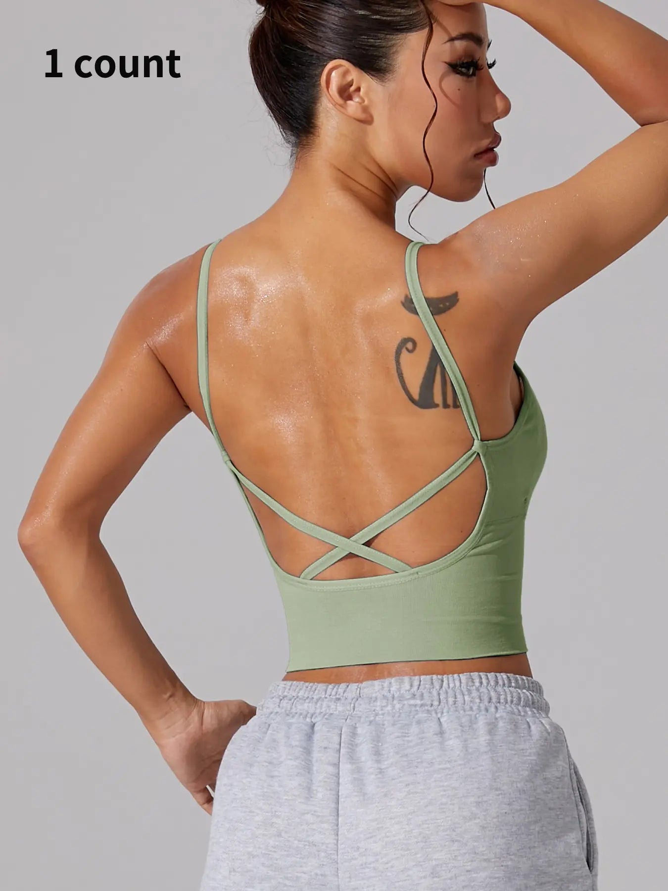 Women'S Plain Criss Cross Backless Sports Bra, Casual Breathable Sports Top for Yoga Gym Workout, Women'S Sport & Outdoor Clothing for All Seasons