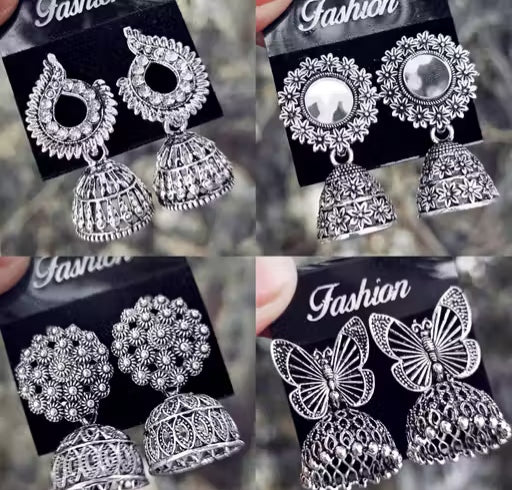 Oxidised Silver Jhumka | 70% OFF Today Only