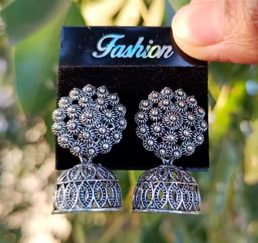 Oxidised Silver Jhumka | 70% OFF Today Only