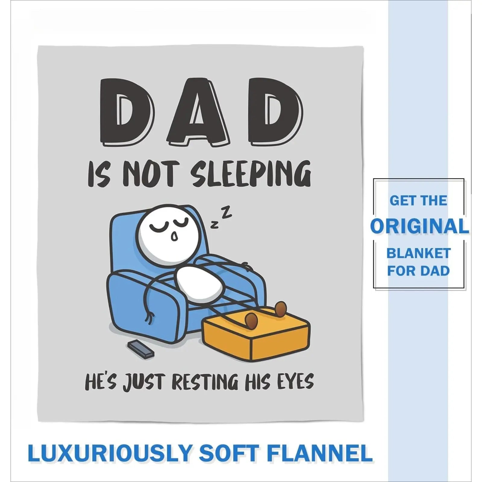 【Father'S Day】Funny Birthday Gift for Dad Husband, Dad Is Not Sleeping Flannel Blanket, Fathers Day Dads Gifts from Daughter Son, Super Soft Throws Blanket for Couch and Napping