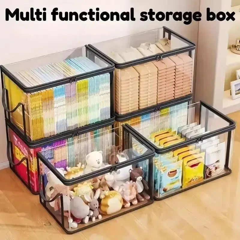 Large Clear Thick Plastic Storage Box with Hinged Lid, Heavy-Duty Durable High-Capacity Organizer for Home, Moving, Attic