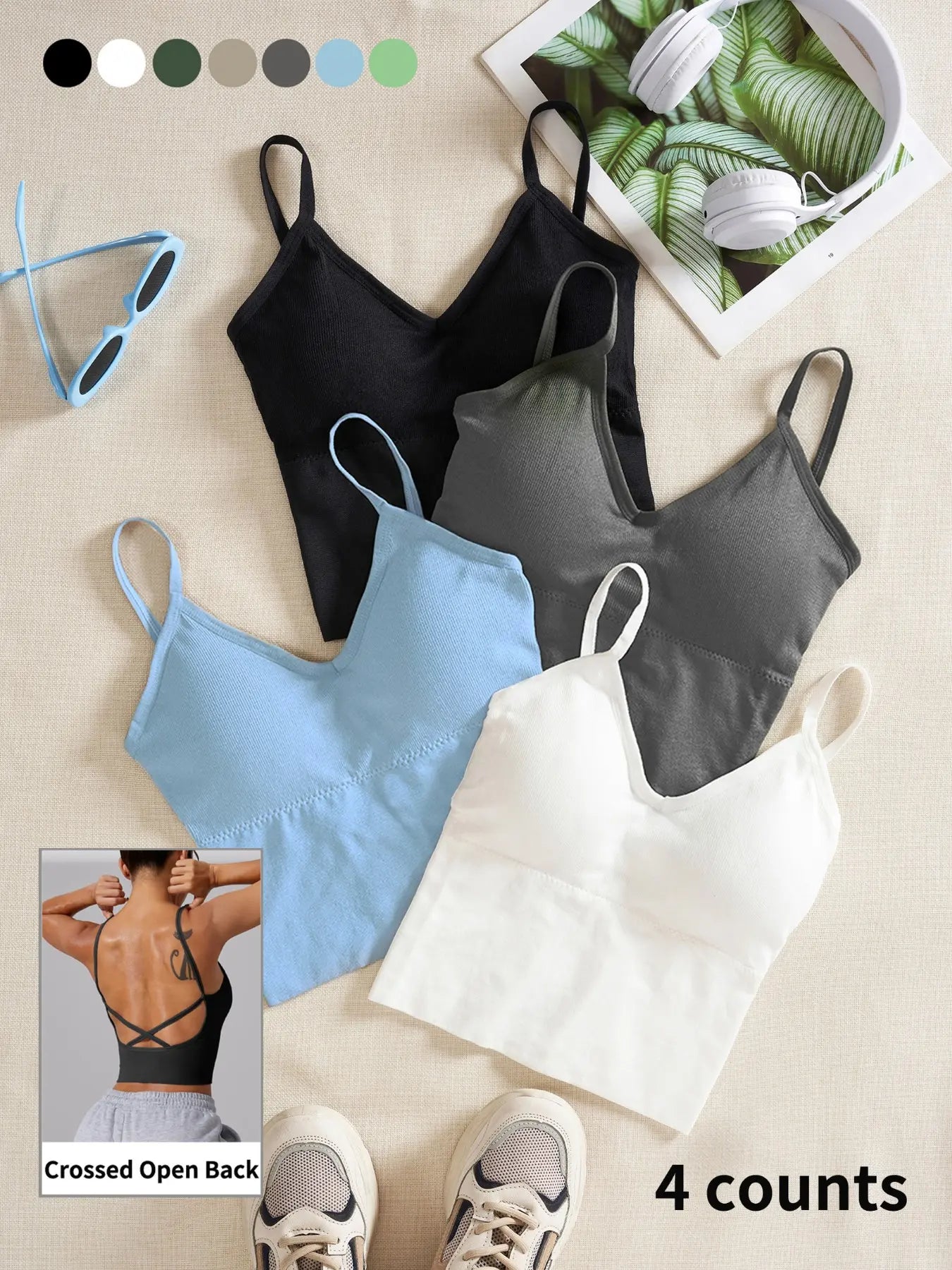 Women'S Plain Criss Cross Backless Sports Bra, Casual Breathable Sports Top for Yoga Gym Workout, Women'S Sport & Outdoor Clothing for All Seasons