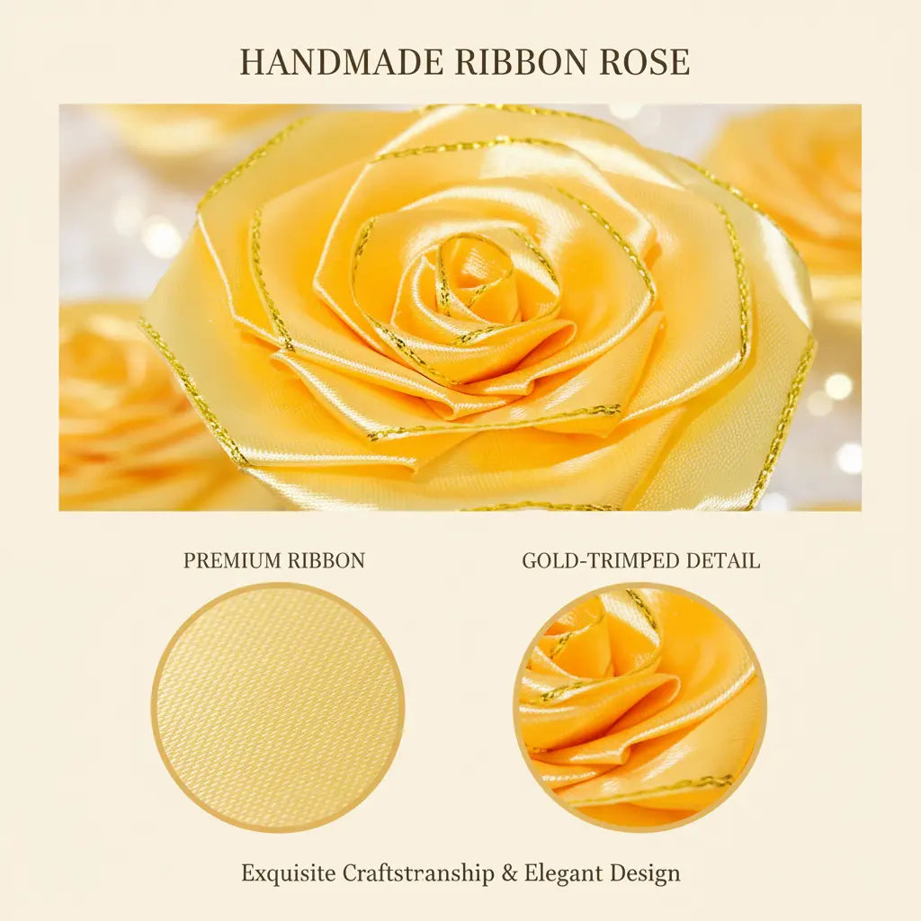 12/24/48Pcs Finished Satin Ribbon Roses for DIY Eternal Roses, Rose Bouquet for DIY Decor，Ramos Eternal Flower Bouquet, Long-Lasting Flowers, Suitable for Weddings, Anniversarie