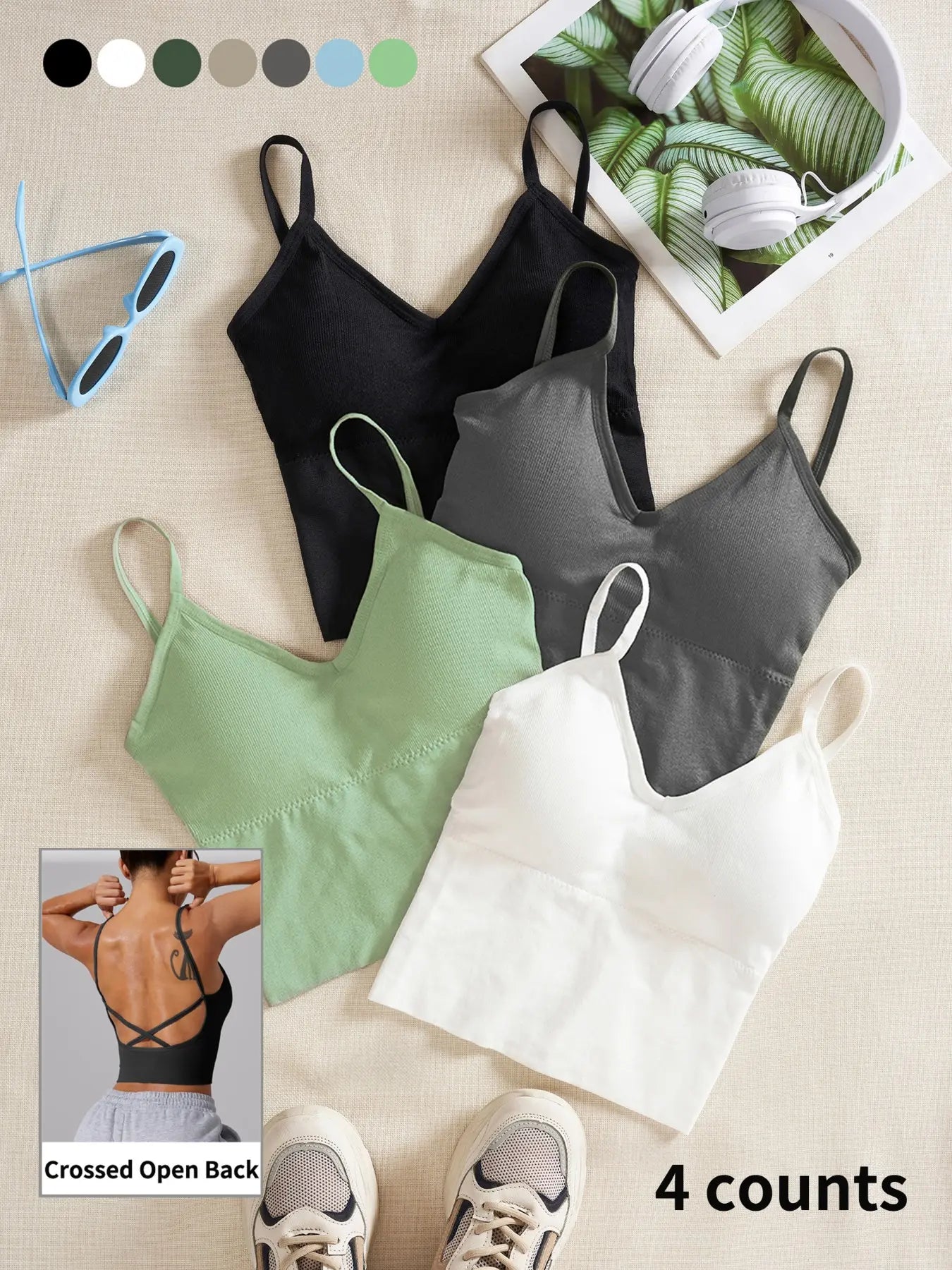 Women'S Plain Criss Cross Backless Sports Bra, Casual Breathable Sports Top for Yoga Gym Workout, Women'S Sport & Outdoor Clothing for All Seasons
