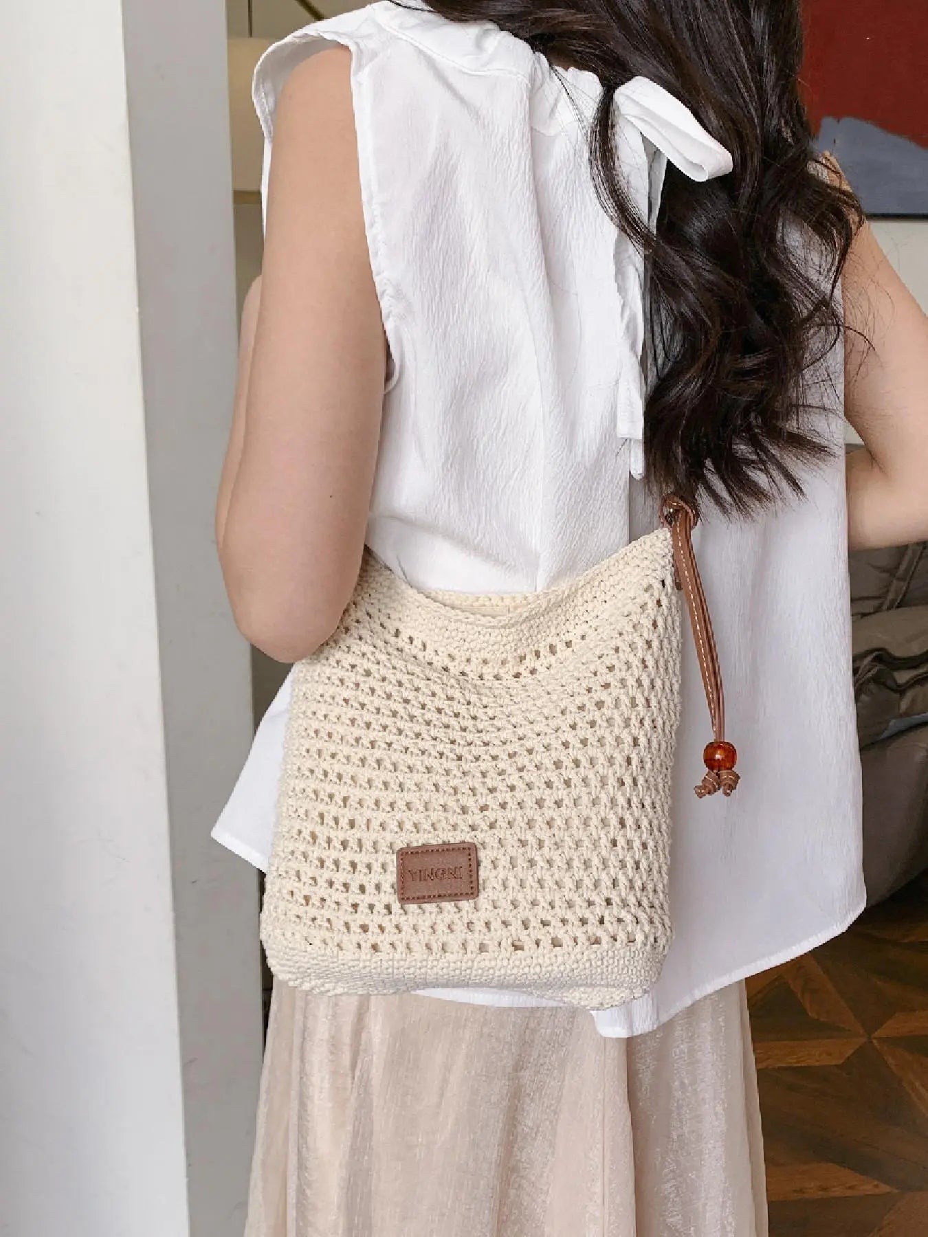 Women'S Fashionable Crochet Bag, Casual Versatile Shoulder Bag for Daily Used, Trendy High-Quality Daily Commuting Bag, Girl Fashionable Shopping Bag, Elegant Commuter Bag