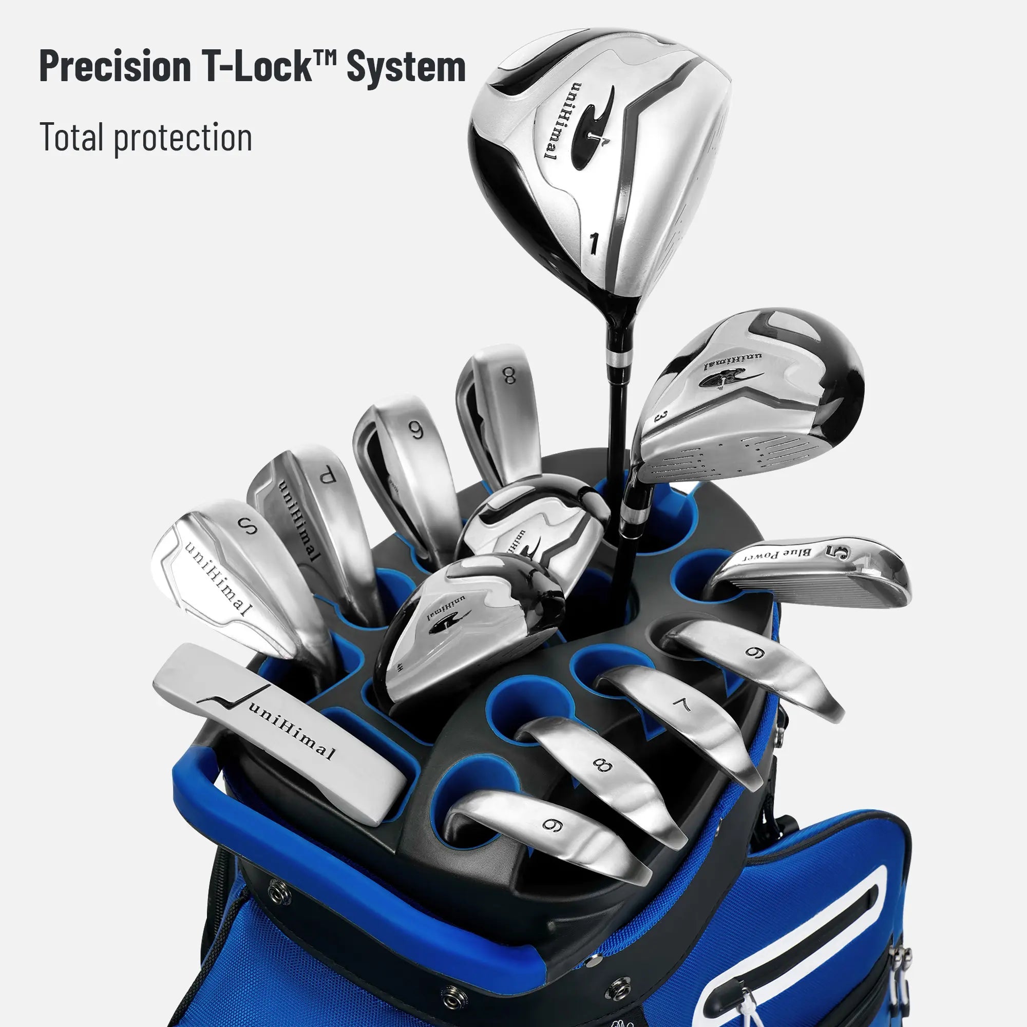 Unihimal Hive Vault Golf Cart Bag 14-Way, Premium Full Length Golf Bag for Men with Magnetic Leather Pocket, Handles and Rain Cover