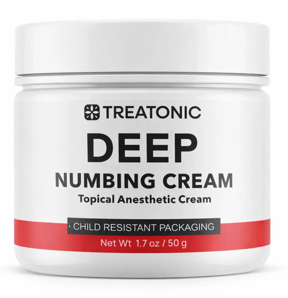 Treatonic Maximum Strength Numbing Cream: Numbing Cream for Discomfort, Burn, Itch & Pain Relief - Fast-Acting, Soothing Topical Anesthetic with Menthol & Emu Oil for Hemorrhoid Treatment – 1.7Oz