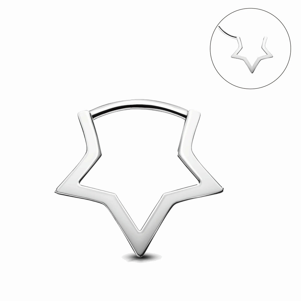 OUFER Titanium 20G Star Notril Piercing Nose Ring Lobe Earring Jewelry, 7Mm-8Mm Inner Diameter Star Hoop Earring, Lightweight Piercer-Recommended Daily Wear Accessory