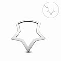 OUFER Titanium 20G Star Notril Piercing Nose Ring Lobe Earring Jewelry, 7Mm-8Mm Inner Diameter Star Hoop Earring, Lightweight Piercer-Recommended Daily Wear Accessory