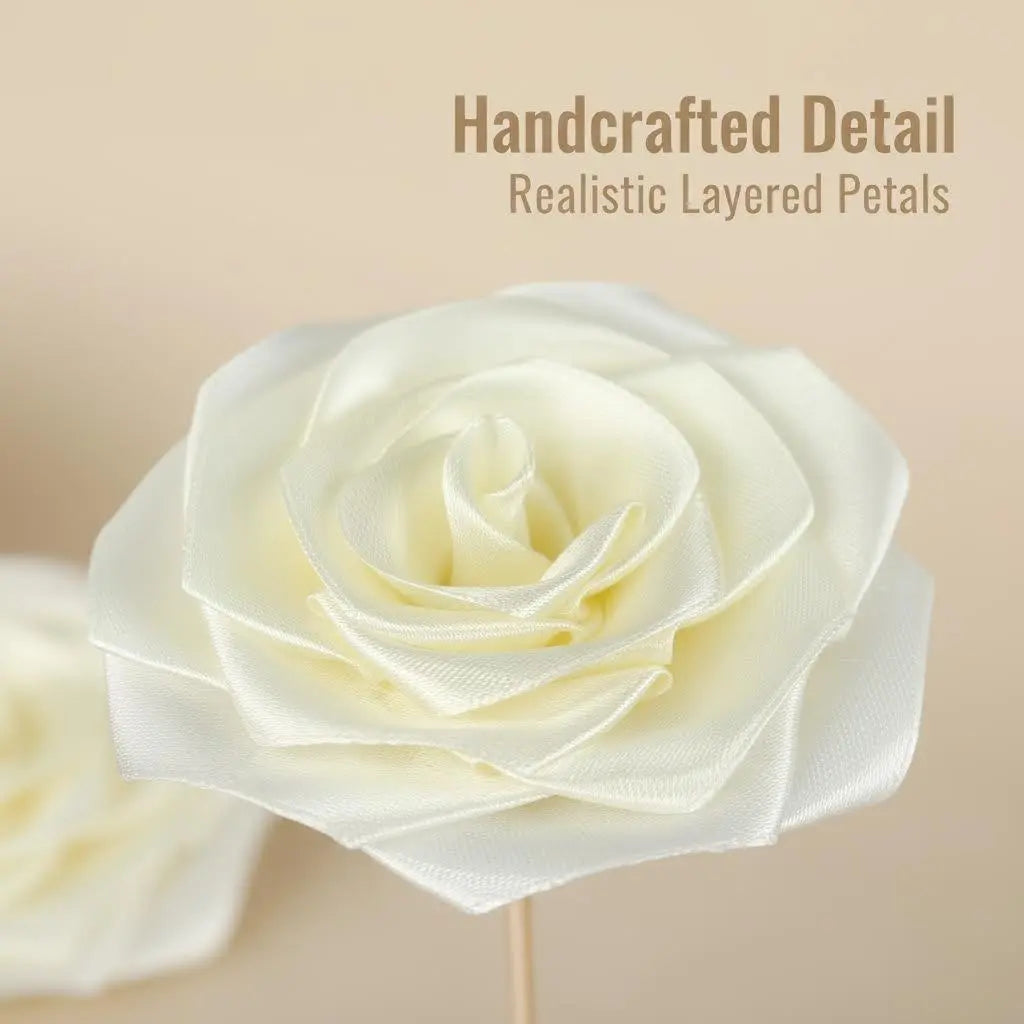 12/24/48Pcs Finished Satin Ribbon Roses for DIY Eternal Roses, Rose Bouquet for DIY Decor，Ramos Eternal Flower Bouquet, Long-Lasting Flowers, Suitable for Weddings, Anniversarie