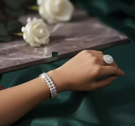 Zevraa Luxury Ad Jewellery Set | Bridal Necklace ,Bangles,Ring & Earrings