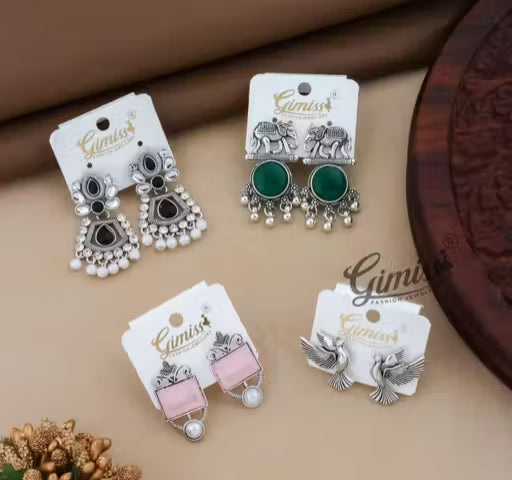 Oxidised Earrings Combo Pack of 4 |Zevraa Trendy Tops
