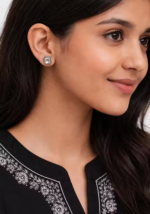American Diamond Studs| Daily Wear Oxidised Earrings