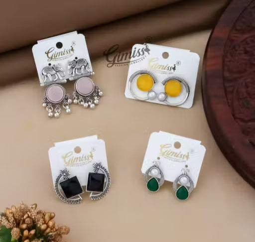 Oxidised Earrings Combo Pack of 4 |Zevraa Trendy Tops